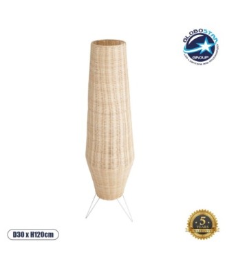 GLOBOSTAR® BOLSON 02013 Boho Επιδαπέδιο Φωτιστικό με Ντουί 1 x E27 AC 220-240V IP20 - Μπεζ & Λευκό - Μ30 x Π30 x Υ120cm